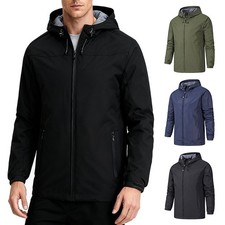 Mens Outdoor Hiking Fishing Hooded Jacket Winter Warm Coats Waterproof Windproof