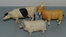3 x Schleich Farm Animal Figures Cow Goat Sheep - Plastic Toy Animals  VGC