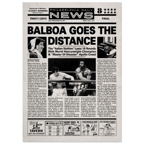 Rocky newspaper poster - rocky,