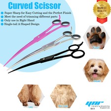 7" Professional Pet Dog Cat Hair Curved Cutting Grooming Scissors Shears Steel