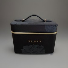 Ted Baker Black Floral Vanity Make-up Case With Gold Finishing NEW 