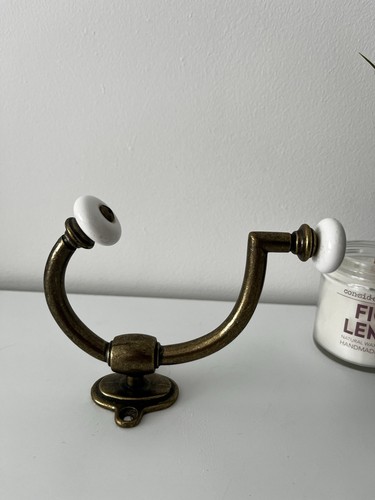 Vintage brass wall hook hanger - brass,