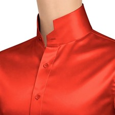 Mens Red Silk Satin High Stand