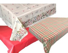CHRISTMAS FESTIVE TABLE CLOTH COVER PARTY HOME DECORATION SNOWFLAKES,HOLLY BERRY