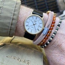 Vintage 1980's Longines Presence gold plated Roman numeral dial quartz watch