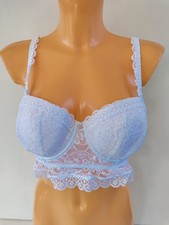 BNWT UK 36D POUR MOI WHITE LACE REBEL STRAPLESS LONGLINE BRALETTE UNDERWIRED BRA