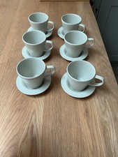 Set Of 6 Espresso Small Coffee Cups & Saucers IKEA beige Grey Greige Exc Con