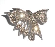 Vintage Silver Marcasite Brooch  bow / ribbon