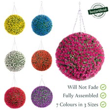 Best Artificial Rose Flower Balls Topiary Hanging Garden Basket Plant UV Stable