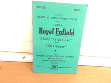 A List Of Repairs, Replacement Parts ROYAL ENFIELD Model G  Delux etc 1955-56