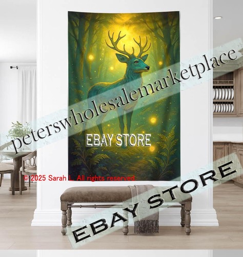 Stag forest wall tapestry - forest,