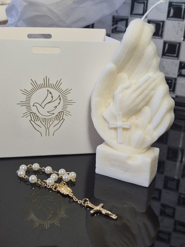 Prayer gesture candle with - prayer,
