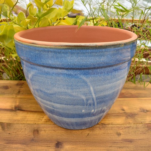 Plant pot ceramic 37cm blue - pot,