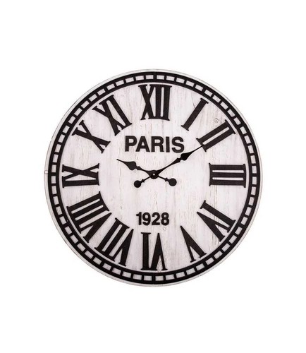 Wall clock wooden - wooden, white
