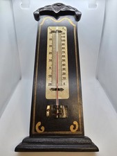 Vintage Indoor Wall Thermometer Wood Base  