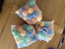 Assortment Of Ball Pit Colourful Balls In 3 Bags. Orange, Green, Blue, Yellow