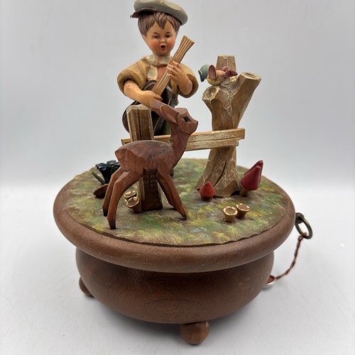 Music box carved wood - box,