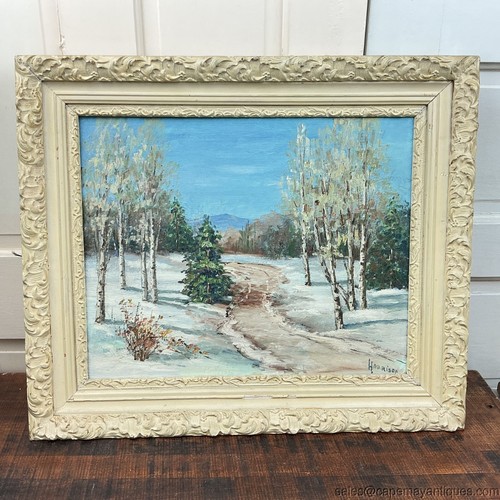 Vintage winter oil painting - oil,