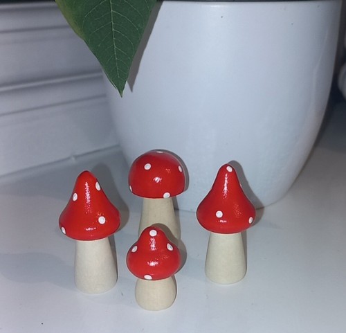Red wooden toadstools - red,