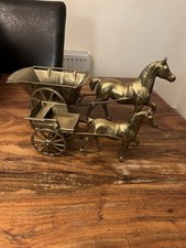 VINTAGE BRASS HORSE & CART