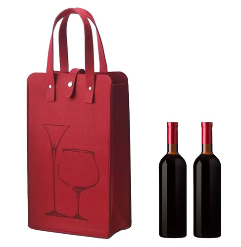 Red felt bottle wine - red, carrier