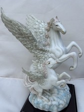 Vintage The Juliana Collection Pegasus Horses, Resin Figurine On Wooden Base ?
