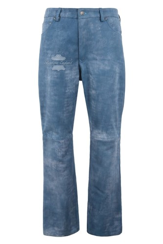 Men leather pant wide leg - men's,