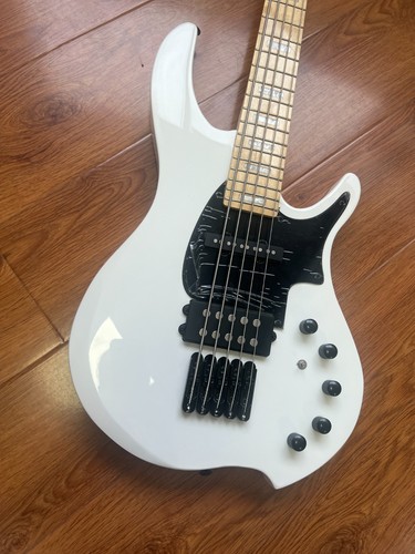 White string electric bass - string,