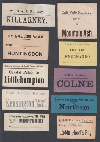 Ten old luggage labels label - labels,
