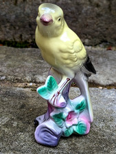 Vtg Japanese Yellow Canary Figurine 1950's MCM Lustre Bird Ornament Bird Lover
