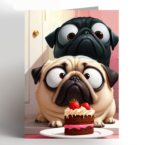 Pug birthday card - birthday, greeting