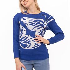 Womens Jumper Butterfly Blue Knitwear Super Soft Crew Bonmarche Neck Ladies