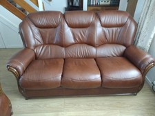 Italian Mini Divani Brown Leather Sofa 
