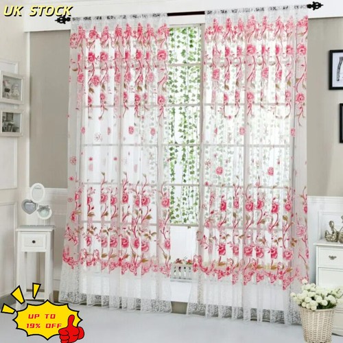Voile net curtains - voile, floral