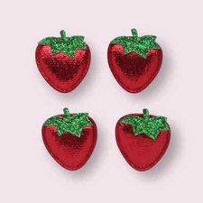 Strawberry embellishments,  fabric 25mm fruit appliques, strawberry patches, 6pc