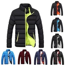 Mens Winter Warm Quilted Parka Down Jacket Padded Bubble Puffer Zipper Coats