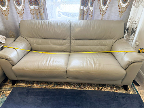 Dfs grey leather - dfs, sofa