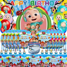 Banner Cartoon Cocomelon Birthday Party Backdrop Party Decoration Tableware Kids