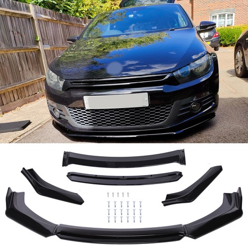 Gloss black front bumper lip - black,