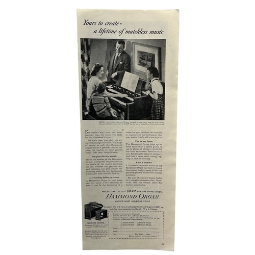 Hammond organ vintage print - print, ad