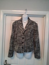 Roberto Celli Black White Boucle Jacket Size 14 Day Evening Classy