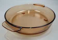 Corning Visions Amber Glass Microwave Browner Dish- (No Lid) 24cm Vintage ~ VGC