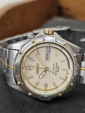  1990s vintage  Seiko Kinetic 5M43-0A70 Day Date Two Tone Bracelet Gents Watch