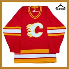 Calgary Flames Ice Hockey Jersey CCM Small Away Kit NHL Top 1993 1994 BB27