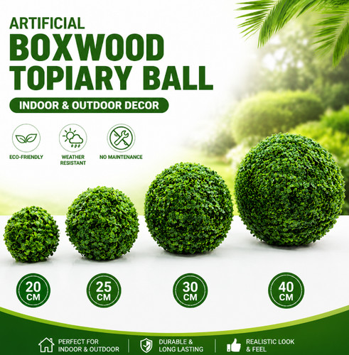 Artificial green boxwood ball - green,
