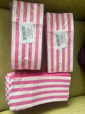 ? Pink Stripe Paper Sweet Bags – Job Lot – Pick & Mix / Party / Wedding – Eco