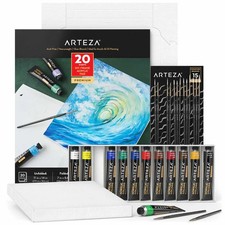 Arteza Acrylic Paint Starter Set Artist Brushes Paint Paper Gift Set in Box