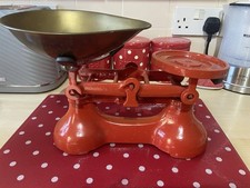 RED Vintage BOOTS Nottingham Cast Iron Kitchen Weighing Scales - no weights