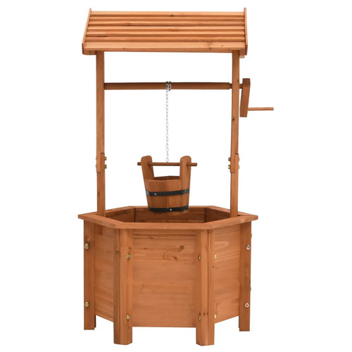 Wishing well planter natural - well,