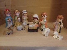 Porcelain Nativity Scene 11 Vintage Woolworths Jesus Mary Shepherd Wise Sheep